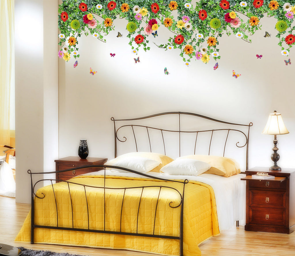 Bed Room Backdrop Hanging Realistic Daisy Flowers Falling From Ceiling - Wall  Stickers/Wall Decals – DecalsDesignIndia