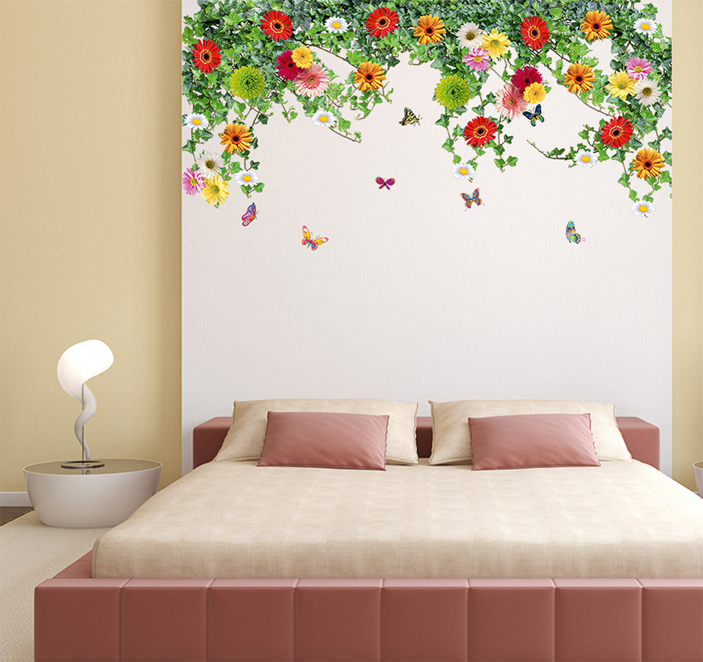 Bed Room Backdrop Hanging Realistic Daisy Flowers Falling From Ceiling - Wall  Stickers/Wall Decals – DecalsDesignIndia