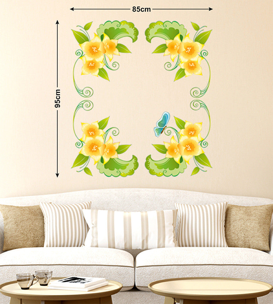 Flowers in Yellow Leaves Border Frame LED TV Background Vinyl - Wall  Stickers/Wall Decals – DecalsDesignIndia