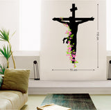 Jesus Christ Floral Decal Religion Christian Cross Divine Trinity Prayer Vinyl