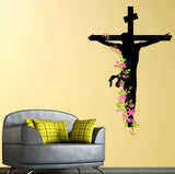 Jesus Christ Floral Decal Religion Christian Cross Divine Trinity Prayer Vinyl