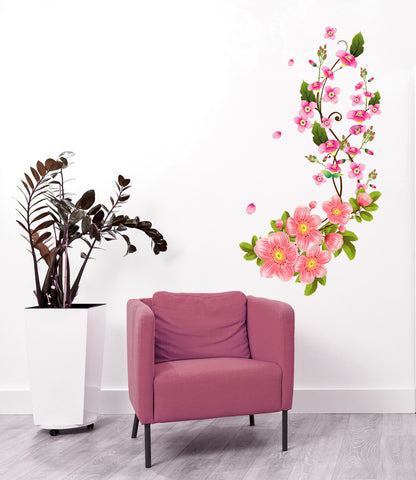 Flower Wall Decals in Pink Blossoms Sofa Background Art Living Room Home Vinyl