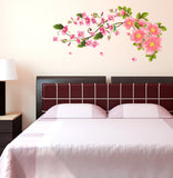 Flower Wall Decals in Pink Blossoms Sofa Background Art Living Room Home Vinyl