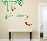 Cat Around the Swing with Wall Quote Home and Living Room Design Decal