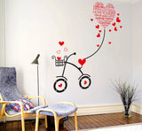 Heart-shaped I Love You Kids Room Bicycle with String Decal Cute