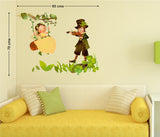 Kids Room Baby Girl Swinging in Garden with Boy Playing Violin Nursery Room Theme Decor