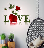 LOVE Word and Red Rose Valentine's Day Bedroom Decal