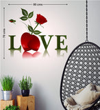 LOVE Word and Red Rose Valentine's Day Bedroom Decal