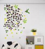 Branches with Leaves Flowers and Bird Home Wall Art Vinyl