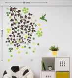 Branches with Leaves Flowers and Bird Home Wall Art Vinyl