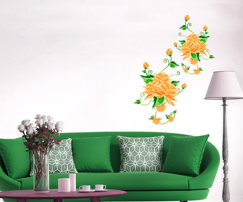 Home Decor Sticker Orange Flower for Corner Home Decor TV Background