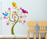 Tree with Cute Birds Colourful Design for Kids Room Baby Room Decor