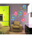 Flowers Pink and Blue with Butterflies for Living Room Backdrop Decor Vinyl