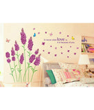 Flowers Designs Purple Hydrangea Blowing with Love Quote and Colourful Butterflies