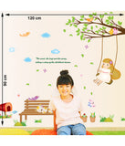 Baby Room Decor Garden Nursery Kids Theme Girl Swinging on Branch with Cute Cats