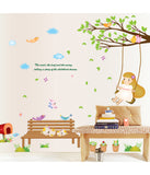 Baby Room Decor Garden Nursery Kids Theme Girl Swinging on Branch with Cute Cats