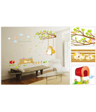 Baby Room Decor Garden Nursery Kids Theme Girl Swinging on Branch with Cute Cats