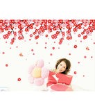 Flowers Pink & Red Romantic Cherry Wedding Decoration Living Room Backdrop