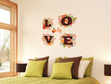 LOVE Word Floral Alphabets Romantic Valentine's Day Bedroom Art Vinyl