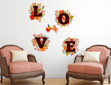 LOVE Word Floral Alphabets Romantic Valentine's Day Bedroom Art Vinyl