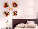 LOVE Word Floral Alphabets Romantic Valentine's Day Bedroom Art Vinyl