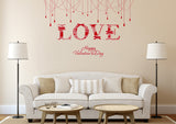 Love Word with Hangings Background Design Bedroom