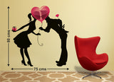 Kissing Couple Silhouette and Heart Balloon Romantic Valentine's Days Gifts Bedroom Design Vinyl