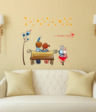 Cute Cartoon Kids in Love on Valentine's Day Under a Star Light Night with Teddy Bear