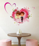 Bedroom Lovely Wedding Couple Bride and Groom with Hearts and Flower Valentine Day