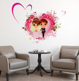 Bedroom Lovely Wedding Couple Bride and Groom with Hearts and Flower Valentine Day