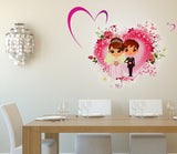 Bedroom Lovely Wedding Couple Bride and Groom with Hearts and Flower Valentine Day