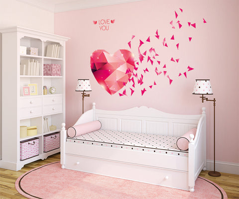 Love You Hearts Blowing in Pink DIY Bedroom Design