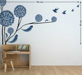 Tree in Round Shape Blue Colour Home Modern Art Vinyl with Birds