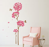 Flowers Pink Dandelion Large Size Vinyl Wall Decal for Home