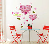 Love is More Than A Word Quote with Heart-shaped Pink Cherry Blossoms Flowers Bouquet Vinyl