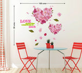 Love is More Than A Word Quote with Heart-shaped Pink Cherry Blossoms Flowers Bouquet Vinyl