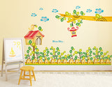 Border Design for Kids Baby Room Cartoon Plants Post and Branch with Hanging Lamp PVC Vinyl