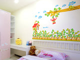 Border Design for Kids Baby Room Cartoon Plants Post and Branch with Hanging Lamp PVC Vinyl