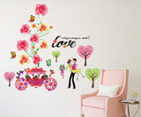 Flowers Cart and Roses Design Love Couple Marry Me Bedroom Design Vinyl