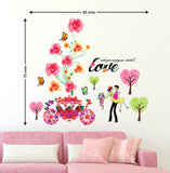 Flowers Cart and Roses Design Love Couple Marry Me Bedroom Design Vinyl