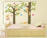 Trees in Jungle Nursery School Theme Decor with Owls and Squirrels