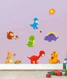 Kids Room Animals Cartoon Dinosaurs Cute Friends Baby Nursery Playroom Vinyl