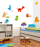 Kids Room Animals Cartoon Dinosaurs Cute Friends Baby Nursery Playroom Vinyl