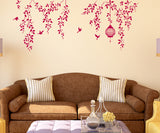 Border Design Bedroom Hanging Vines with Cage and Birds Staircase Design in Lovely Pink