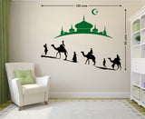 Islamic Mosque Decal with Camels Muslim Arab Art Living Room Design