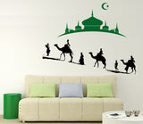 Islamic Mosque Decal with Camels Muslim Arab Art Living Room Design