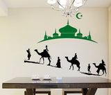 Islamic Mosque Decal with Camels Muslim Arab Art Living Room Design