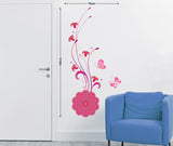 Flower Decal Isolated with Vines in Pink Home Decor