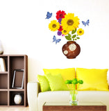 Sunflower Wall Decals in Flower Pot Bouquet Fresh Design for Home Living Room