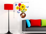 Sunflower Wall Decals in Flower Pot Bouquet Fresh Design for Home Living Room